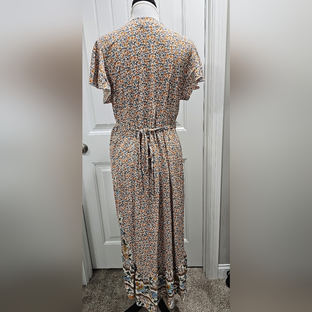 ZESICA Summer Boho Floral Printed Wrap V-Neck Beach Party Flowy Size Small - Picture 6 of 16